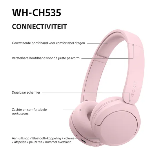 Sony WH-CH535P Roze