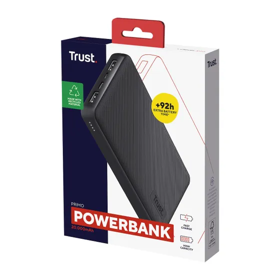 Trust Primo Powerbank 20.000 mAh Zwart