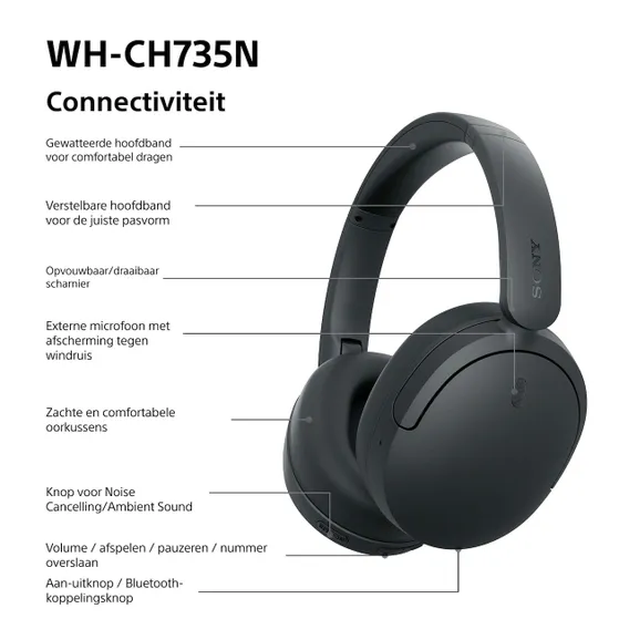 Sony WH-CH735N Zwart
