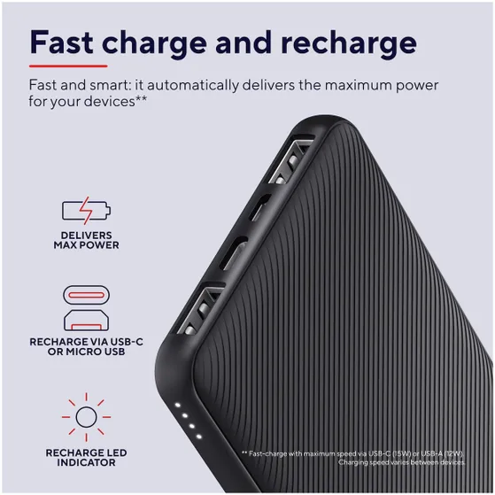 Trust Primo Powerbank 10.000 mAh Zwart