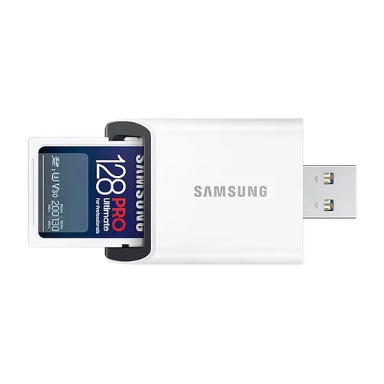 Samsung PRO Ultimate SD Card 128GB + USB-kaartlezer