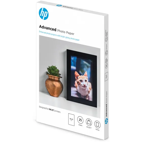 HP Advanced Photo-papier, glanzend, 250 g/m2, 10 x 15 cm (101 x 152 mm), 25 vellen