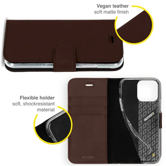 Accezz Wallet Case voor Apple iPhone 13 Pro Bruin