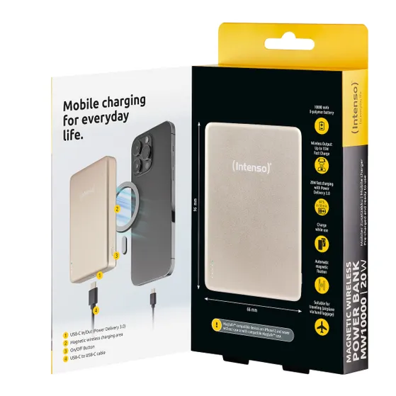 Intenso Magnetic Wireless Powerbank MW10000 Champagne