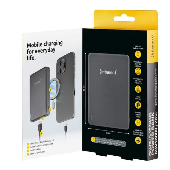 Intenso Magnetic Wireless Powerbank MW10000 Grijs