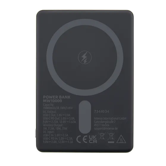 Intenso Magnetic Wireless Powerbank MW10000 Grijs