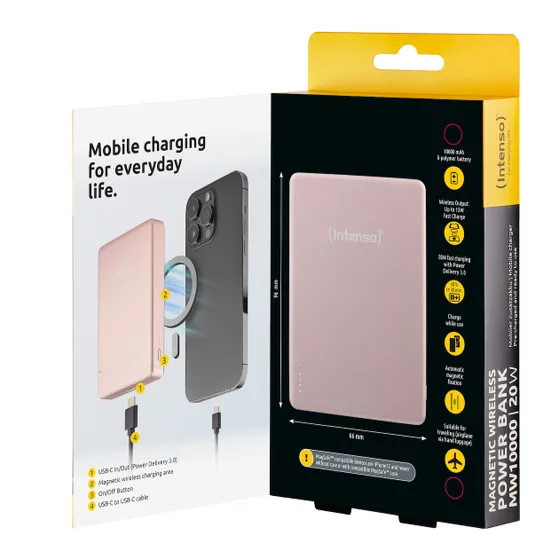 Intenso Magnetic Wireless Powerbank MW10000 Roze
