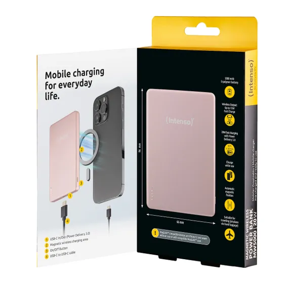 Intenso Magnetic Wireless Powerbank MW5000 Roze