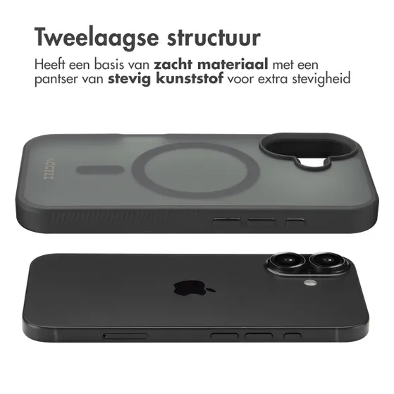 Accezz Rugged Frosted met MagSafe voor Apple iPhone 16 Zwart