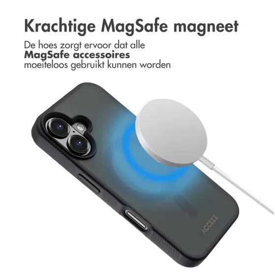 Accezz Rugged Frosted met MagSafe voor Apple iPhone 16 Zwart