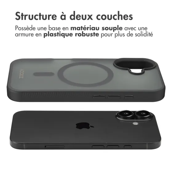 Accezz Rugged Frosted met MagSafe voor Apple iPhone 16 Zwart