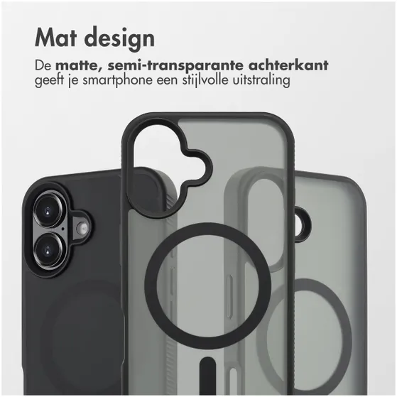 Accezz Rugged Frosted met MagSafe voor Apple iPhone 16 Zwart