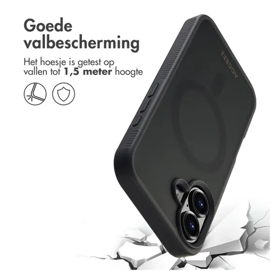 Accezz Rugged Frosted met MagSafe voor Apple iPhone 16 Zwart