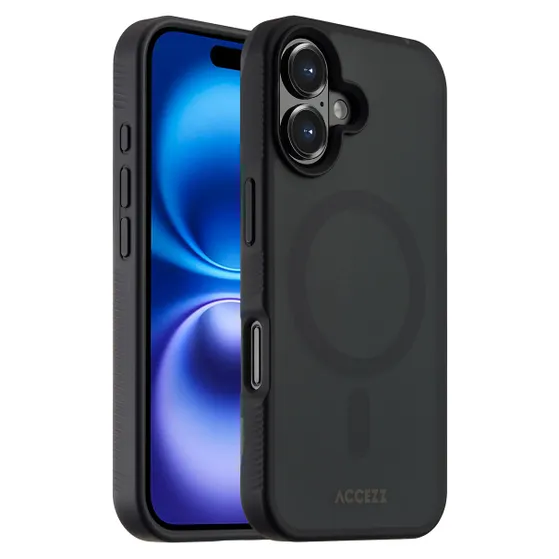 Accezz Rugged Frosted met MagSafe voor Apple iPhone 16 Zwart