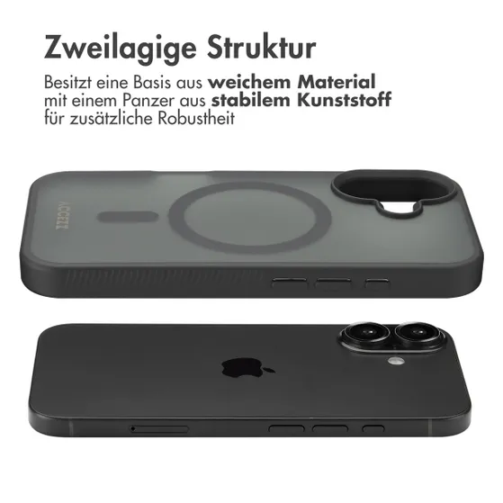 Accezz Rugged Frosted met MagSafe voor Apple iPhone 16 Zwart