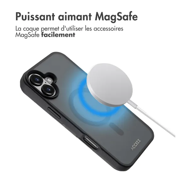 Accezz Rugged Frosted met MagSafe voor Apple iPhone 16 Plus Zwart