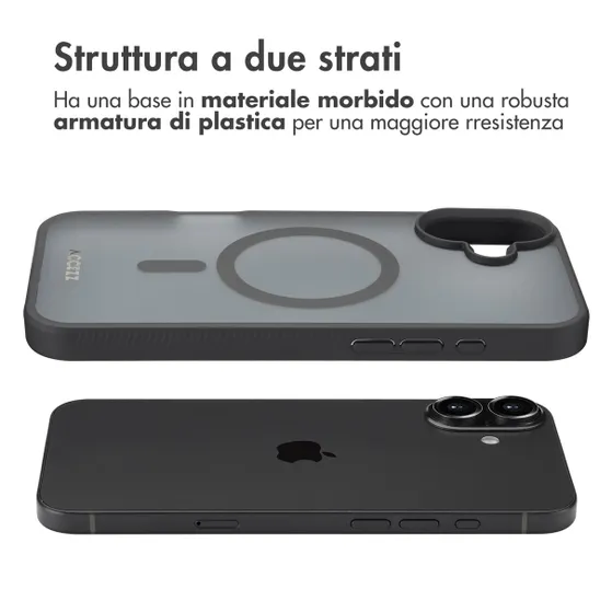 Accezz Rugged Frosted met MagSafe voor Apple iPhone 16 Plus Zwart
