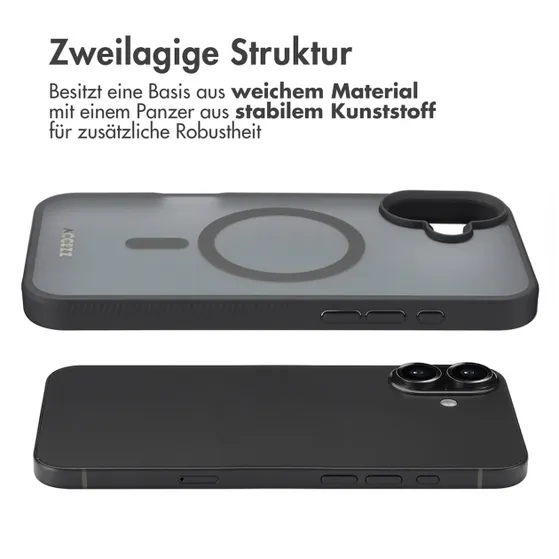 Accezz Rugged Frosted met MagSafe voor Apple iPhone 16 Plus Zwart