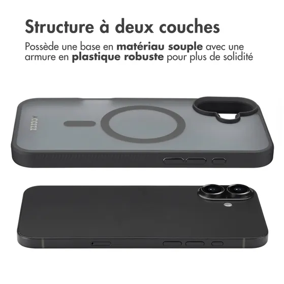 Accezz Rugged Frosted met MagSafe voor Apple iPhone 16 Plus Zwart