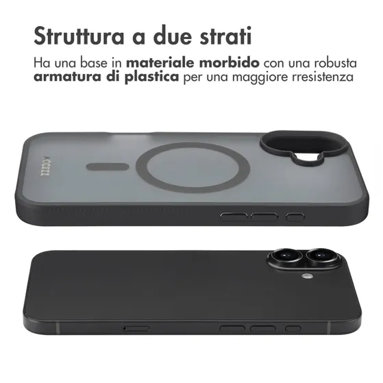 Accezz Rugged Frosted met MagSafe voor Apple iPhone 16 Plus Zwart