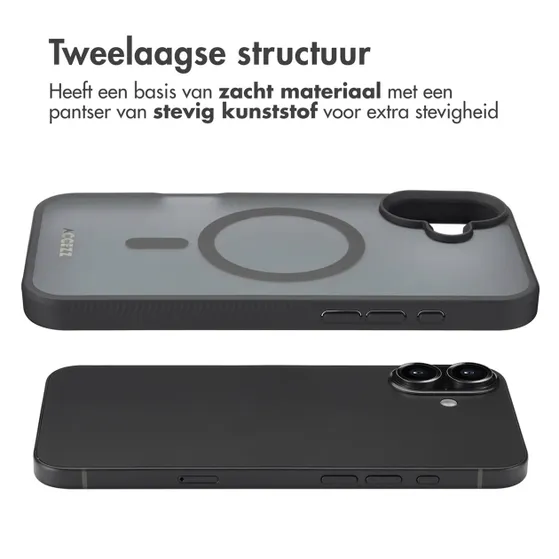 Accezz Rugged Frosted met MagSafe voor Apple iPhone 16 Plus Zwart