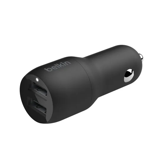 Belkin Dual USB-A Car Charger + USB-A naar USB-C kabel - 24W Zwart