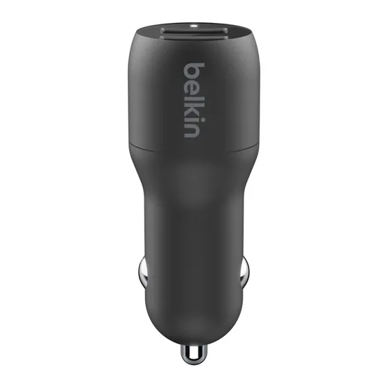Belkin Dual USB-A Car Charger + USB-A naar USB-C kabel - 24W Zwart