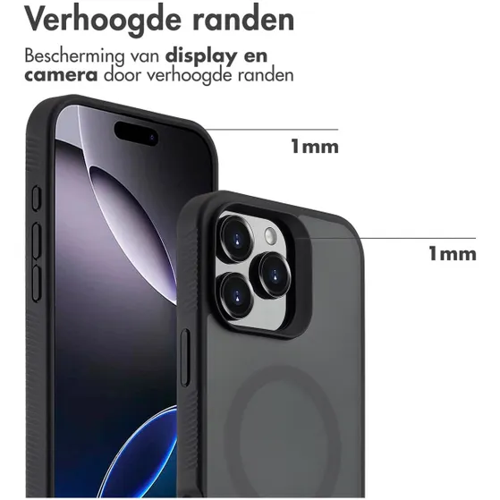 Accezz Rugged Frosted met MagSafe voor Apple iPhone 16 Pro Max Zwart