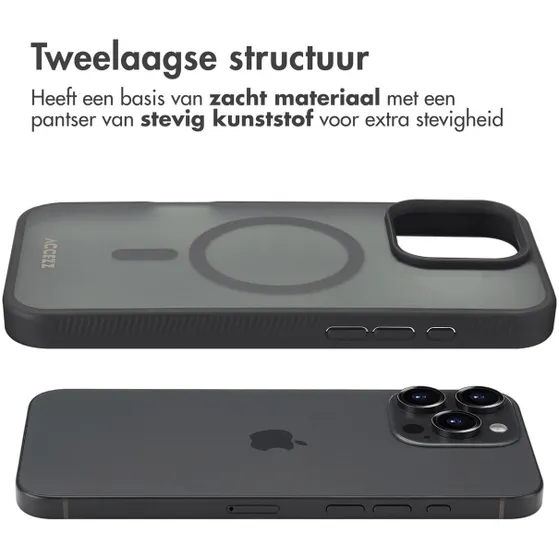 Accezz Rugged Frosted met MagSafe voor Apple iPhone 16 Pro Max Zwart