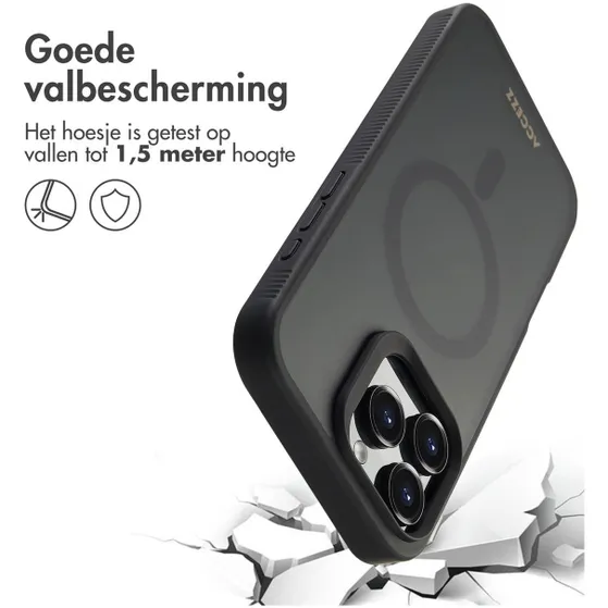 Accezz Rugged Frosted met MagSafe voor Apple iPhone 16 Pro Max Zwart