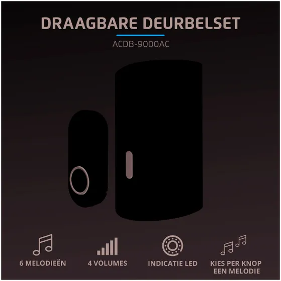 KlikAanKlikUit ACDB-9000AC Mobiele draadloze deurbelset