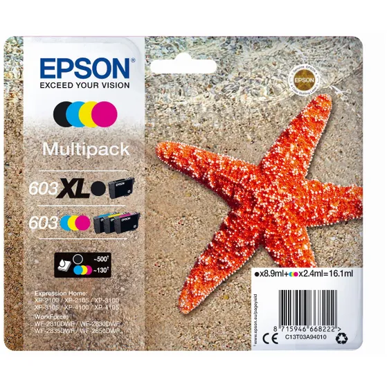 Epson 603XL Cartridges Combo Pack Multi-color