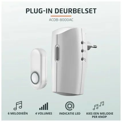 KlikAanKlikUit ACDB-8000AC Plug-in draadloze deurbelset Wit