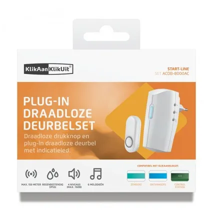 KlikAanKlikUit ACDB-8000AC Plug-in draadloze deurbelset Wit