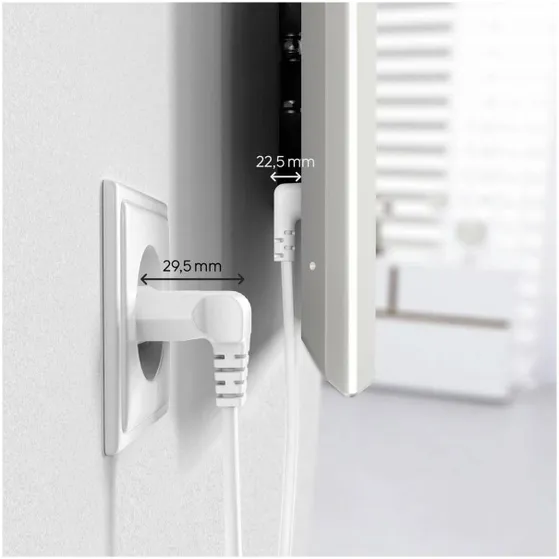 Hama Power Cable  Angled Both Sides  Euro Plug  AC Connector C7 3 m Wit
