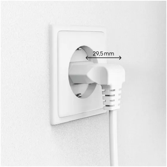 Hama Power Cable  Angled Both Sides  Euro Plug  AC Connector C7 3 m Wit