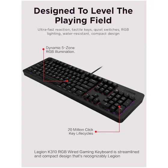 Lenovo Legion K310 RGB Gaming Keyboard - US English