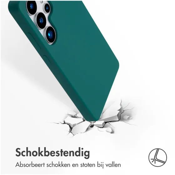 Accezz Liquid Silicone Backcover met MagSafe voor Samsung Galaxy S25 Ultra Donkergroen