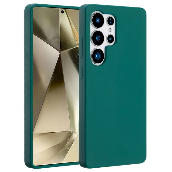 Accezz Liquid Silicone Backcover met MagSafe voor Samsung Galaxy S25 Ultra Donkergroen