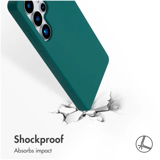 Accezz Liquid Silicone Backcover met MagSafe voor Samsung Galaxy S25 Ultra Donkergroen