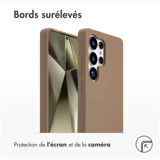 Accezz Liquid Silicone Backcover met MagSafe voor Samsung Galaxy S25 Ultra Lichtbruin