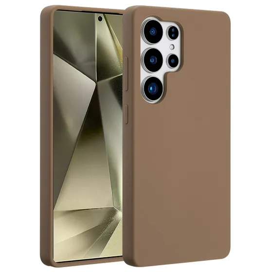 Accezz Liquid Silicone Backcover met MagSafe voor Samsung Galaxy S25 Ultra Lichtbruin