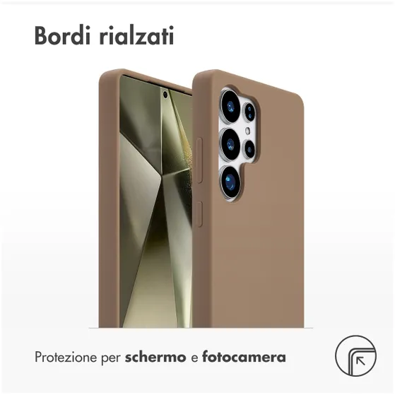 Accezz Liquid Silicone Backcover met MagSafe voor Samsung Galaxy S25 Ultra Lichtbruin