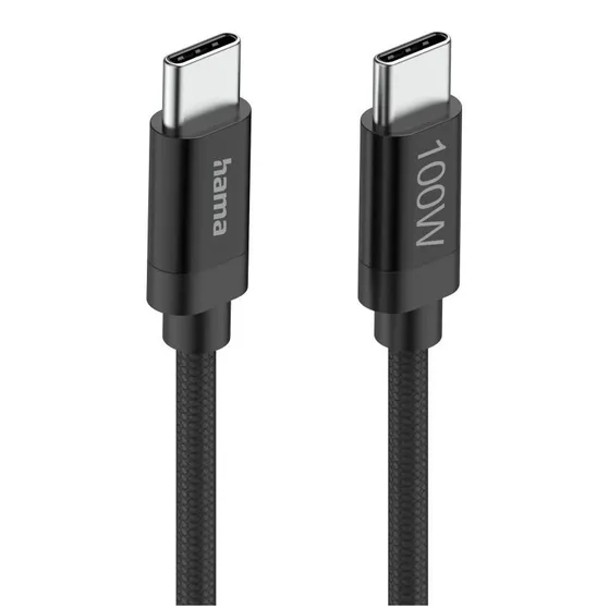 Hama Fabric USB-C - USB-C 100W 1.5 m nylon Zwart
