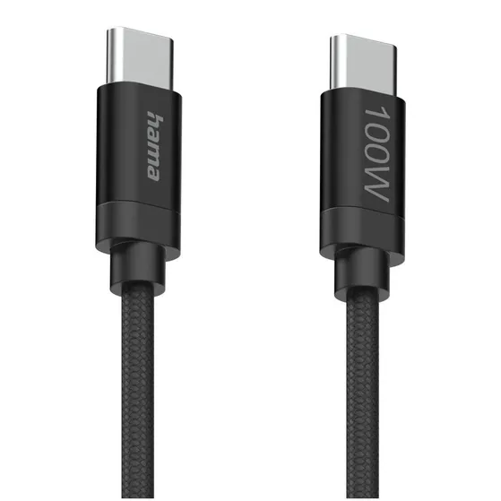 Hama Fabric USB-C - USB-C 100W 1.5 m nylon Zwart