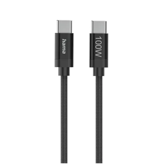Hama Fabric USB-C - USB-C 100W 1.5 m nylon Zwart