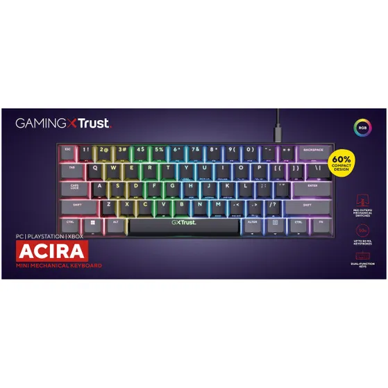 Trust GXT867 ACIRA 60% MINI GAMING KEYBOARD US QWERTY