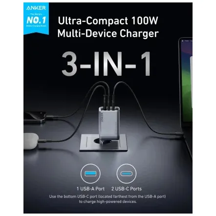 Anker Prime Charger (100W, 3 Ports, GaN)