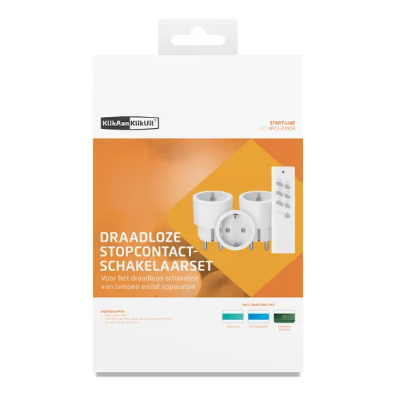 KlikAanKlikUit APC3-2300R Draadloze stekkerset met 3 stekkers & afstandsbediening Wit