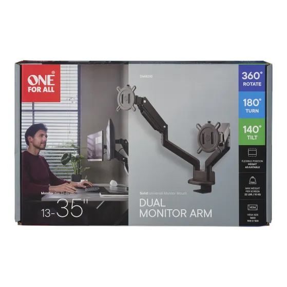 OneForAll DM 4210 Universele dubbele monitorarm Zwart